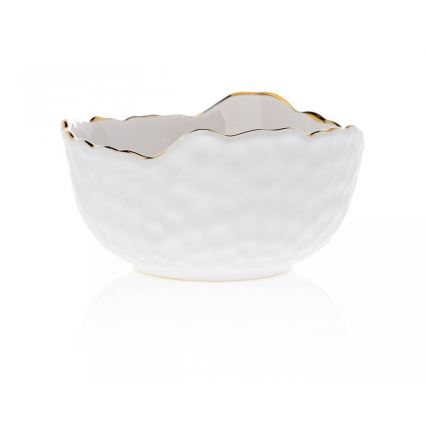 Tigela de cerâmica 13 cm creme/dourado