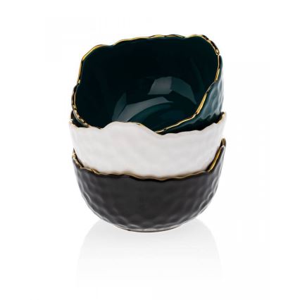 Tigela de cerâmica 13 cm creme/dourado