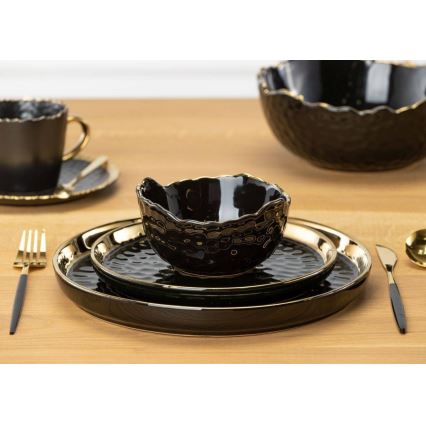 Tigela de cerâmica 13 cm preta/dourada