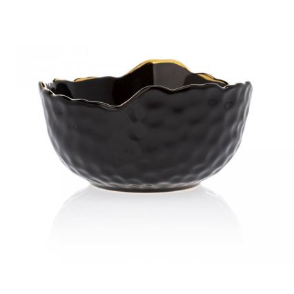 Tigela de cerâmica 13 cm preta/dourada