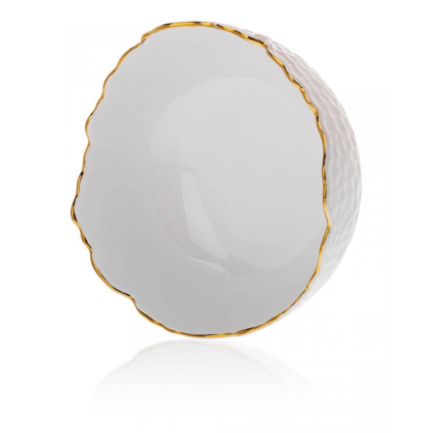 Tigela de cerâmica 20 cm creme/dourado