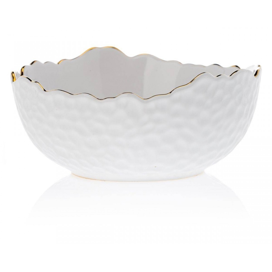 Tigela de cerâmica 20 cm creme/dourado