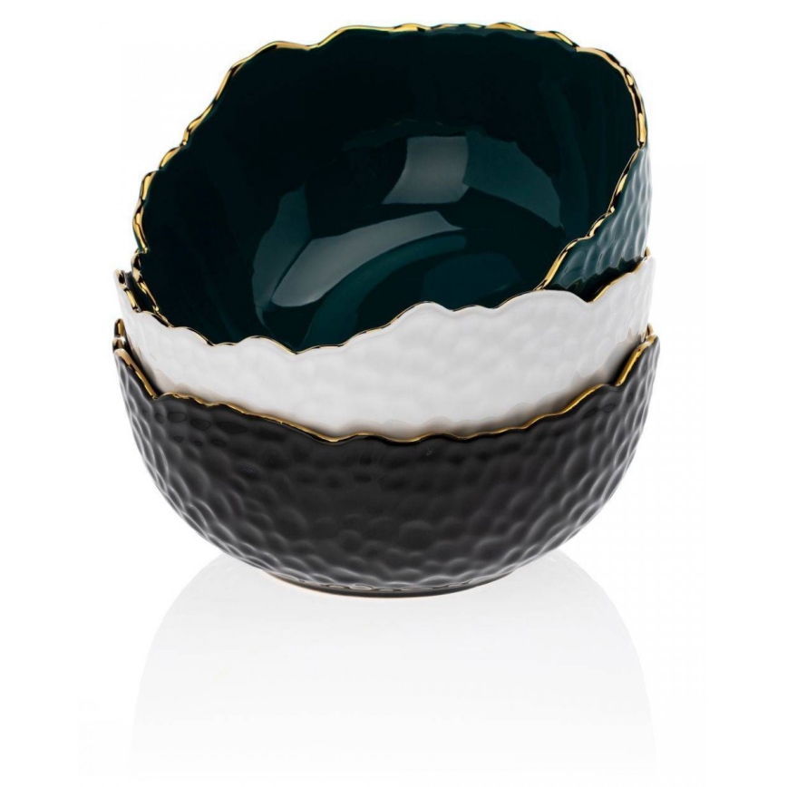 Tigela de cerâmica 20 cm creme/dourado