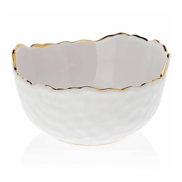 Tigela de cerâmica 13 cm creme/dourado