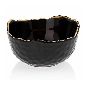 Tigela de cerâmica 13 cm preta/dourada