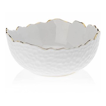 Tigela de cerâmica 20 cm creme/dourado