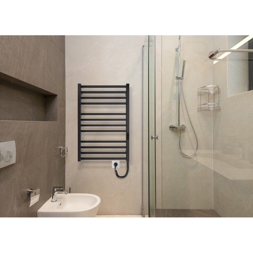 Toalheiro aquecedor em escada HF LONDON 165W/230V 77x53 cm, preto, lado direito