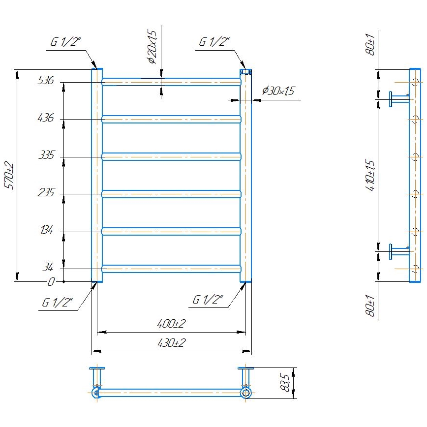 Toalheiro aquecedor para casa de banho INOX FLAT 122W/230V 57x43 cm, aço inoxidável/cromado brilhante