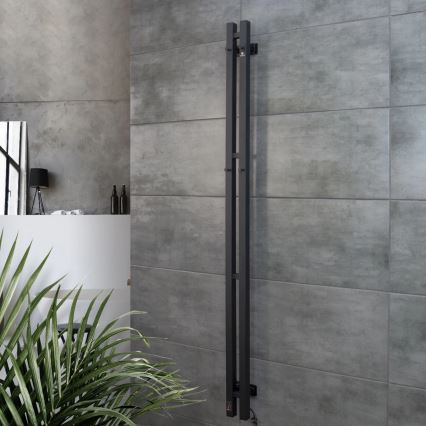 Toalheiro elétrico com termóstato SILOUETTE 200W/230V 150,6cm IP44 preto, versão direita