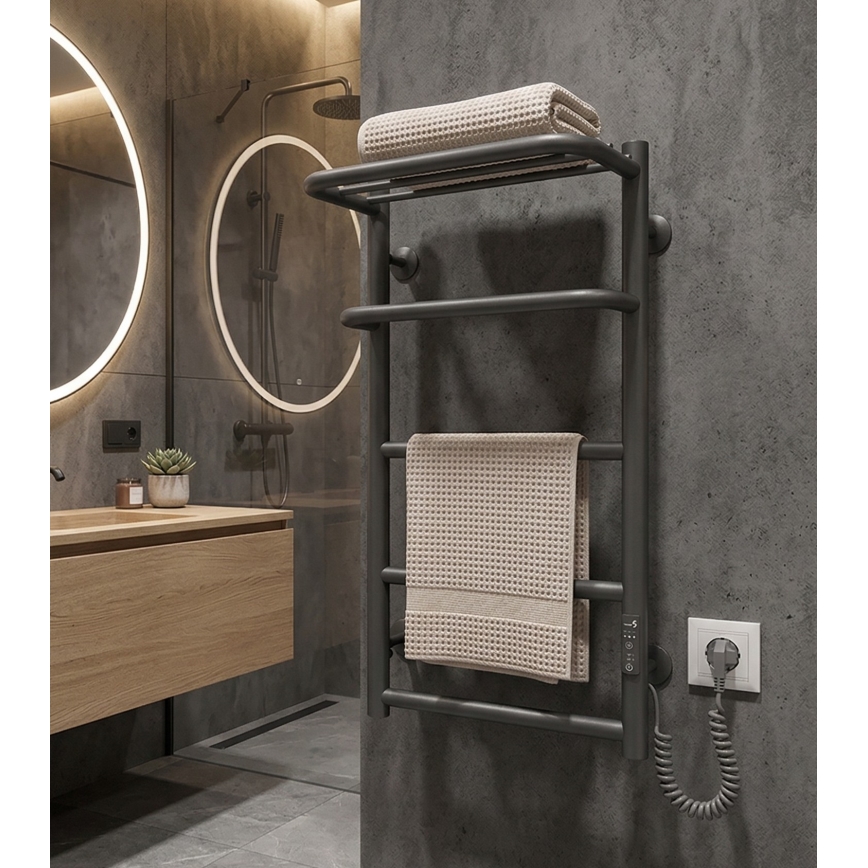 Toalheiro aquecido em escada HOTEL 75W/230V 66x42 cm inox/antracite, ligação à direita