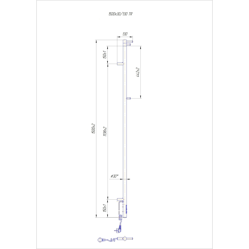 Toalheiro aquecido para banheiro RAY 35W/230V 150 x 30 cm IP44 aço inoxidável/cromado brilhante