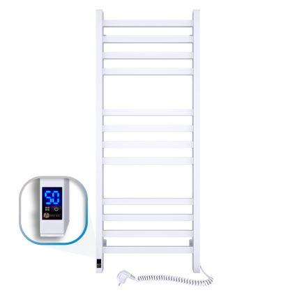 Toalheiro aquecido para casa de banho com termostato AVANGARD 459 W/230 V 120,6 cm IP44, branco, ligação à direita, design quadrado