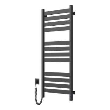 Toalheiro aquecido para casa de banho com termostato LARGO 256W 120 x 50 cm, preto, com ligação à esquerda