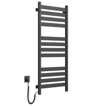 Toalheiro aquecido para casa de banho com termostato LARGO 256W 120 x 50 cm, preto, com ligação à esquerda