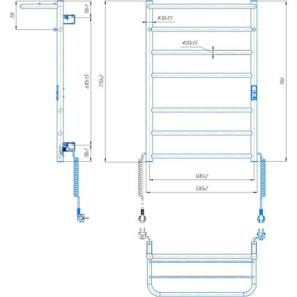 Toalheiro aquecido para casa de banho HOME 95W/230V 77x53 cm inox/cromado, lado direito