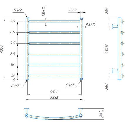 Toalheiro aquecido para casa de banho INOX CLASSIC 122W/230V 57x53 cm aço inoxidável/cromo polido