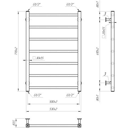 Toalheiro aquecido para casa de banho INOX TOKIO 161W/230V 77x53 cm inox/branco