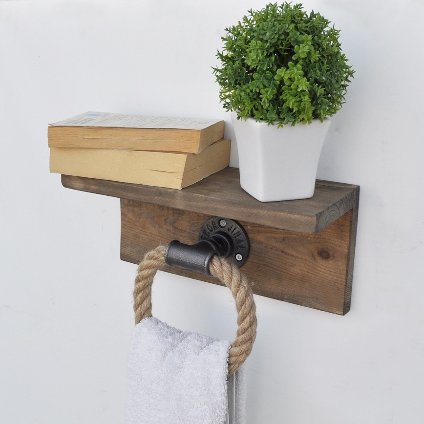 Toalheiro com uma prateleira BORURAF 14x30 cm abeto