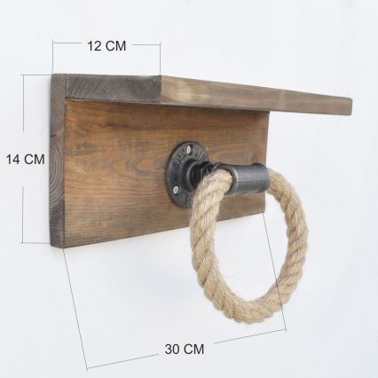 Toalheiro com uma prateleira BORURAF 14x30 cm abeto