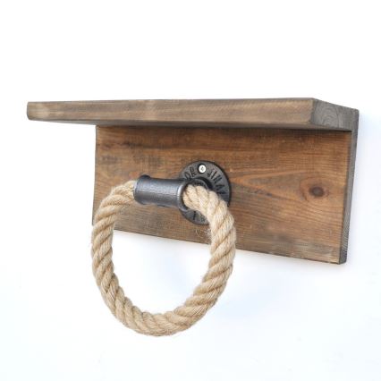 Toalheiro com uma prateleira BORURAF 14x30 cm abeto