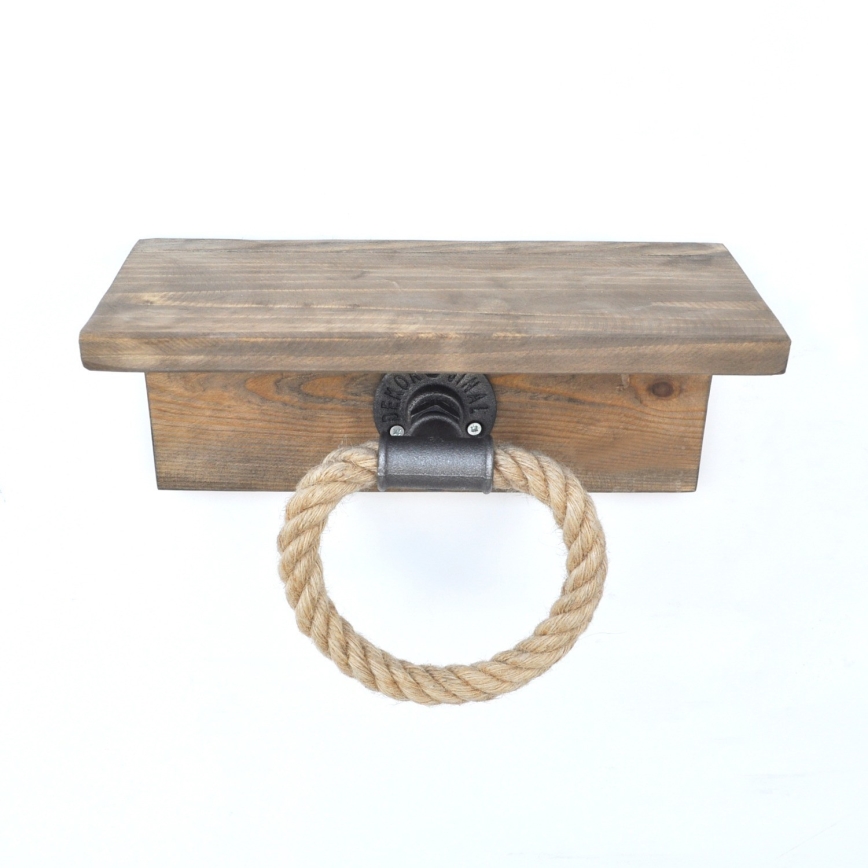 Toalheiro com uma prateleira BORURAF 14x30 cm abeto