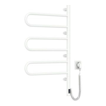 Toalheiro eléctrico giratório com termostato FOUETTE 120 W, 80 x 49 cm, branco