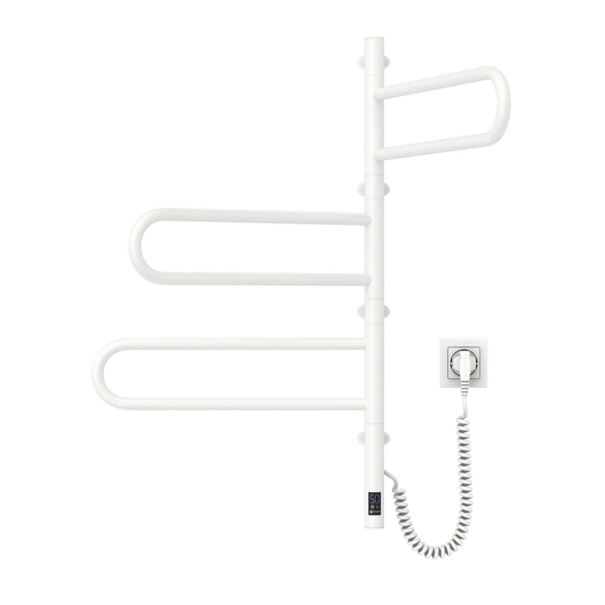 Toalheiro eléctrico giratório com termostato FOUETTE 120 W, 80 x 49 cm, branco