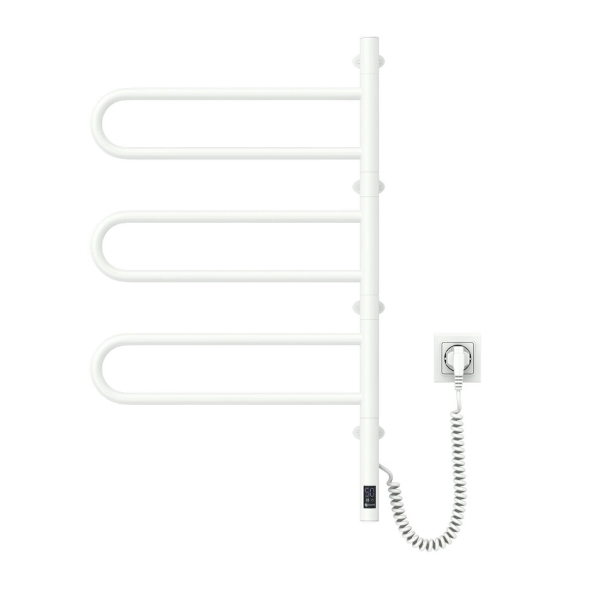 Toalheiro eléctrico giratório com termostato FOUETTE 120 W, 80 x 49 cm, branco