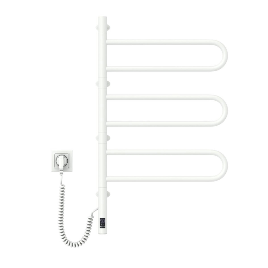 Toalheiro eléctrico giratório com termostato FOUETTE 120 W, 80 x 49 cm, branco