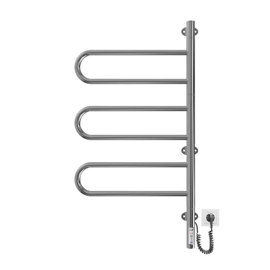 Toalheiro elétrico giratório TRISTAR 80W/230V 82,5x44,5 cm IP44 aço inoxidável/cromado brilhante