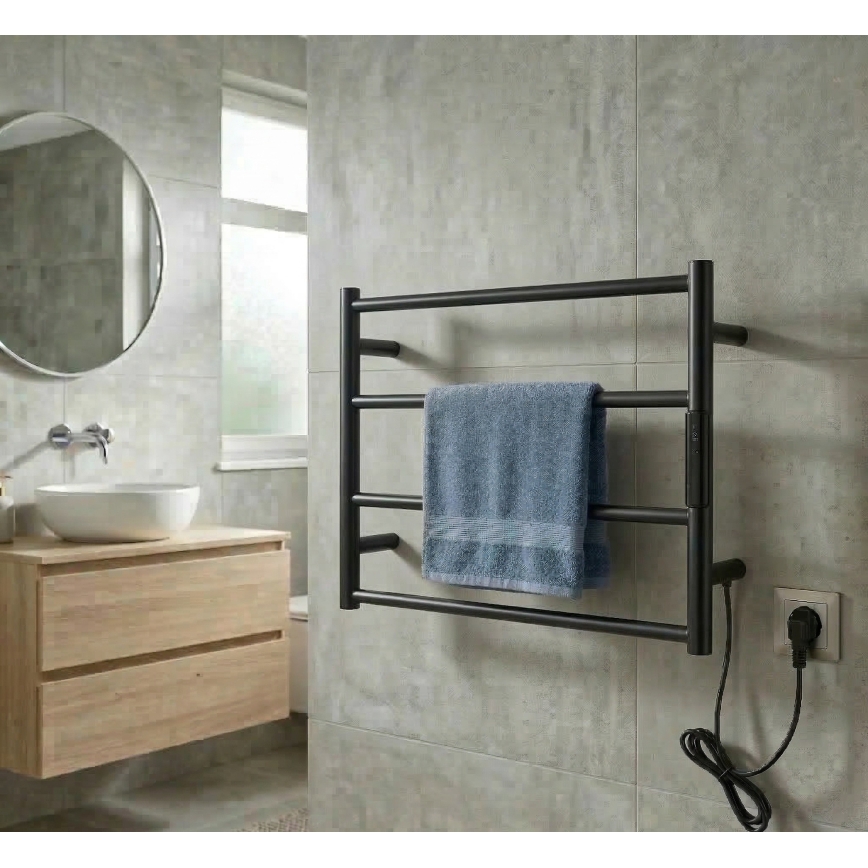 Toalheiro elétrico 56x37 63W aço inoxidável/preto