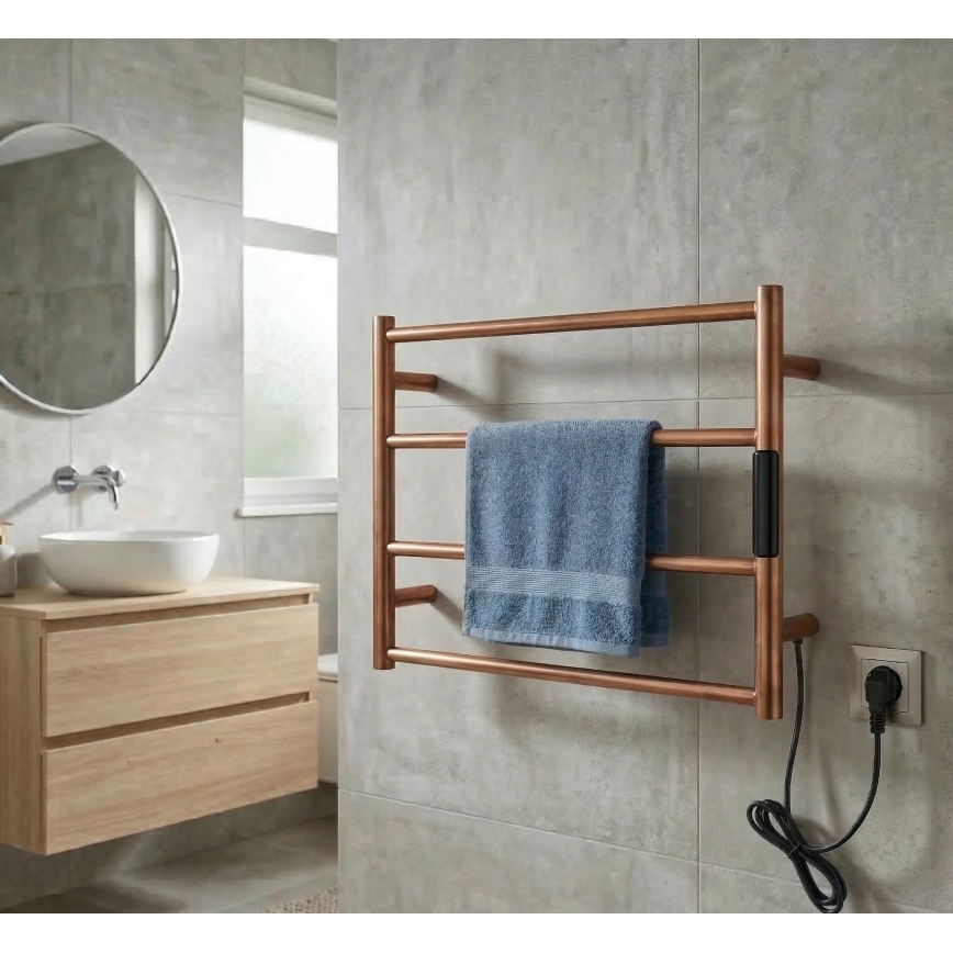 Toalheiro elétrico 56x37 63W inox/cobre