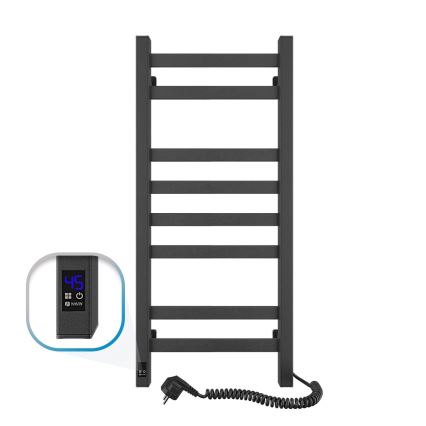 Toalheiro elétrico com termostato AVANGARD 105W 80x36 cm, preto, lado direito