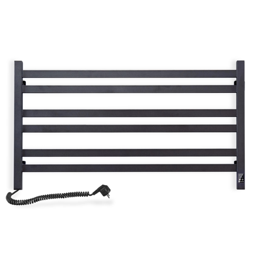 Toalheiro elétrico com termóstato AVANGARD 181W 50x90 cm preto esquerdo