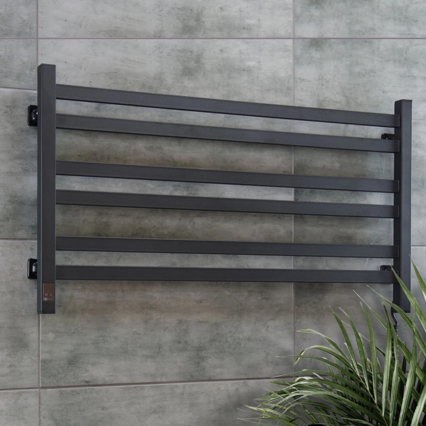 Toalheiro elétrico com termóstato AVANGARD 181W 50x90 cm, preto (lado direito)