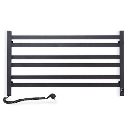 Toalheiro elétrico com termóstato AVANGARD 181W 50x90 cm, preto, lado esquerdo