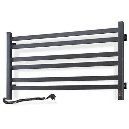 Toalheiro elétrico com termóstato AVANGARD 181W 50x90 cm, preto, lado esquerdo