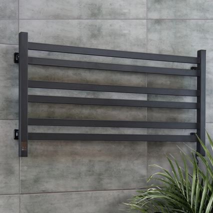Toalheiro elétrico com termostato AVANGARD 181W 50x90 cm, preto, montagem à direita