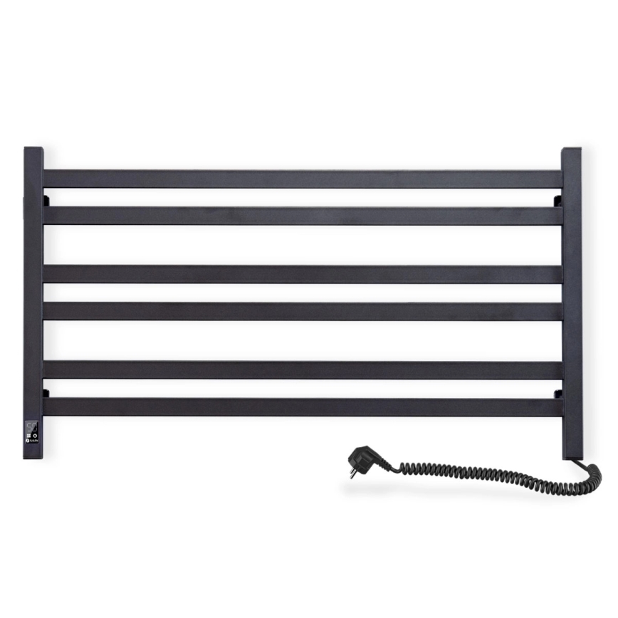 Toalheiro elétrico com termostato AVANGARD 181W 50x90 cm, preto, montagem à direita