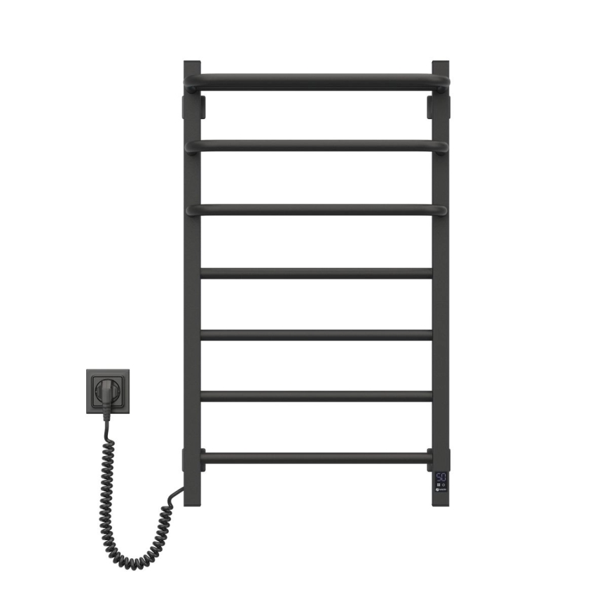 Toalheiro elétrico com termostato FORTIS 155W 80 x 48 cm, preto, lado direito