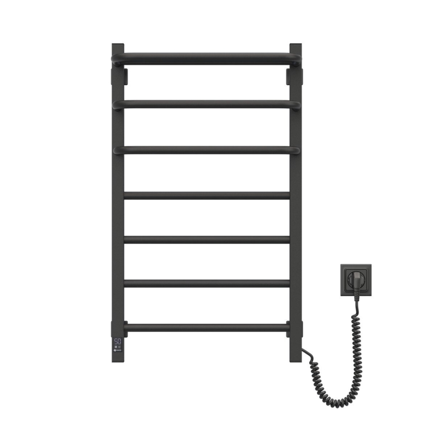 Toalheiro elétrico com termostato FORTIS 155W 80x48 cm, preto, lado direito