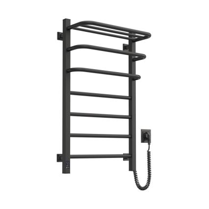 Toalheiro elétrico com termostato FORTIS 155W 80x48 cm, preto, lado direito