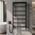 Toalheiro elétrico com termostato FORTIS 155W 80x48 cm preto, lado esquerdo