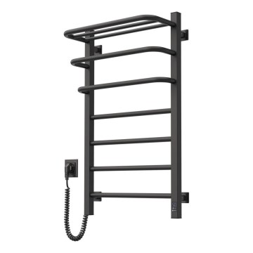 Toalheiro elétrico com termostato FORTIS 155W 80x48 cm preto, lado esquerdo