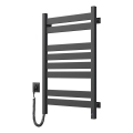 Toalheiro elétrico com termostato LARGO, 168 W, 80x50 cm, preto, lado esquerdo