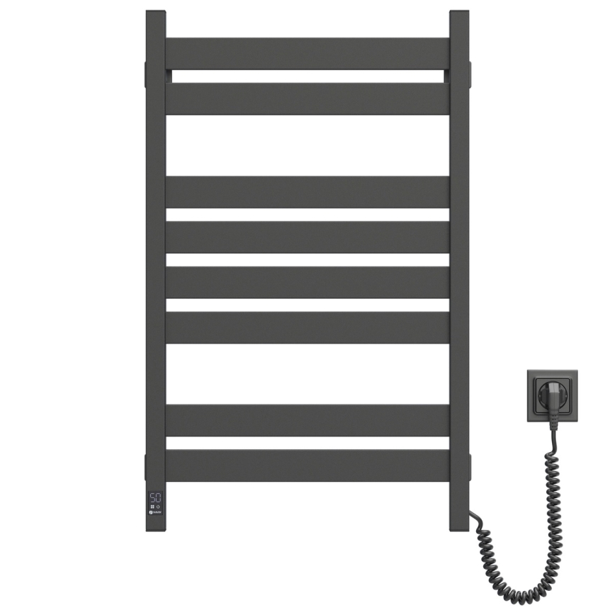 Toalheiro elétrico com termostato LARGO 168W 80x50 cm, preto, ligação à direita