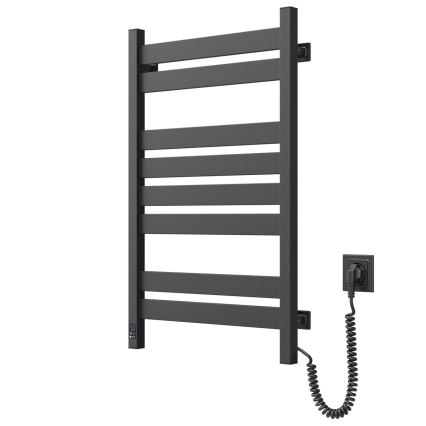 Toalheiro elétrico com termostato LARGO 168W 80x50 cm, preto, ligação à direita