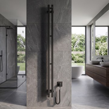 Toalheiro elétrico com termóstato SILOUETTE 106W 150x9 cm preto direito