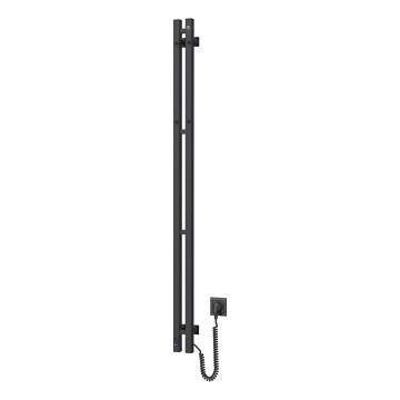 Toalheiro elétrico com termostato SILOUETTE 106W 150x9 cm, preto, lado direito