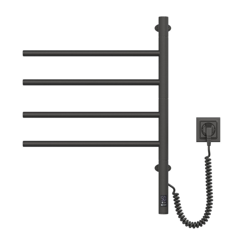 Toalheiro elétrico giratório com termostato ARABESQUE 60W 65x49 cm  preto
